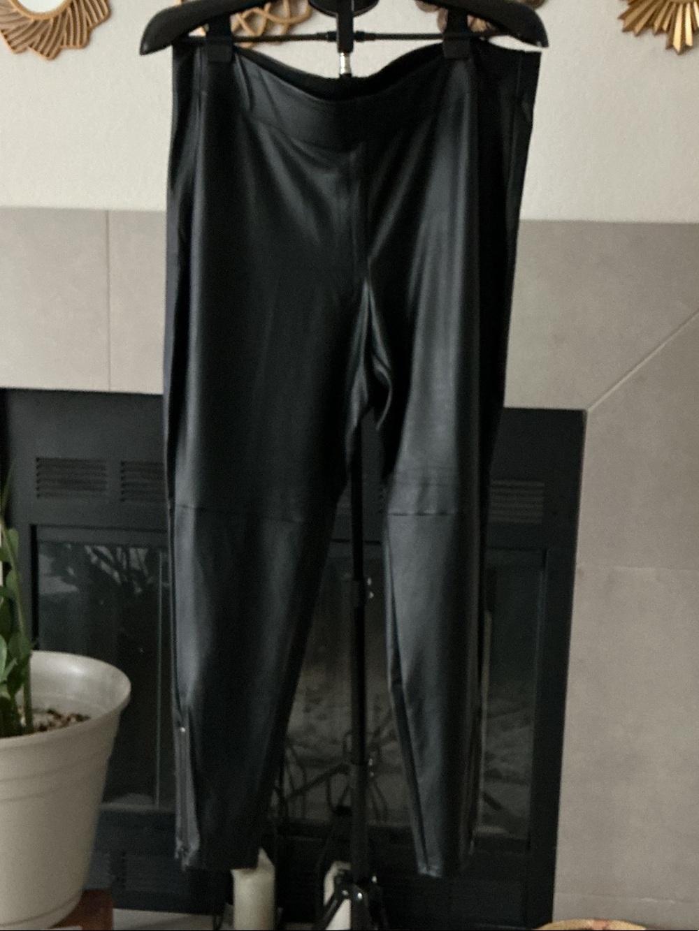 Lane Bryant women’s Faux Leather Leggings with side zippers - Black